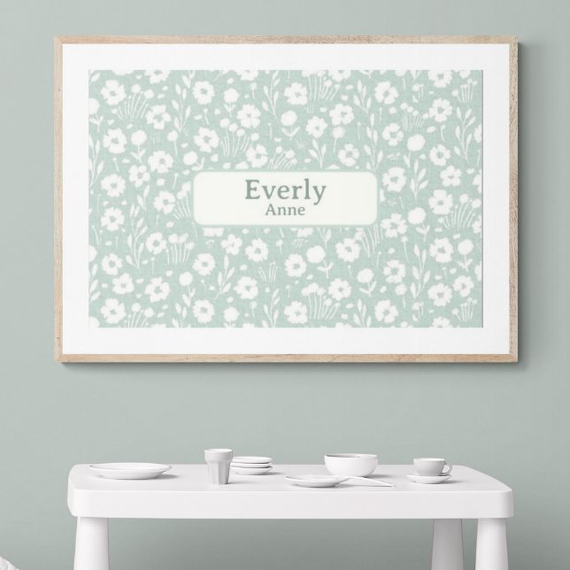 Bonito Nombre Personalizado Decoración Sala de Chi (Customize name! Shown with white mat and wood frame. (You will receive print only) Thank you!)
