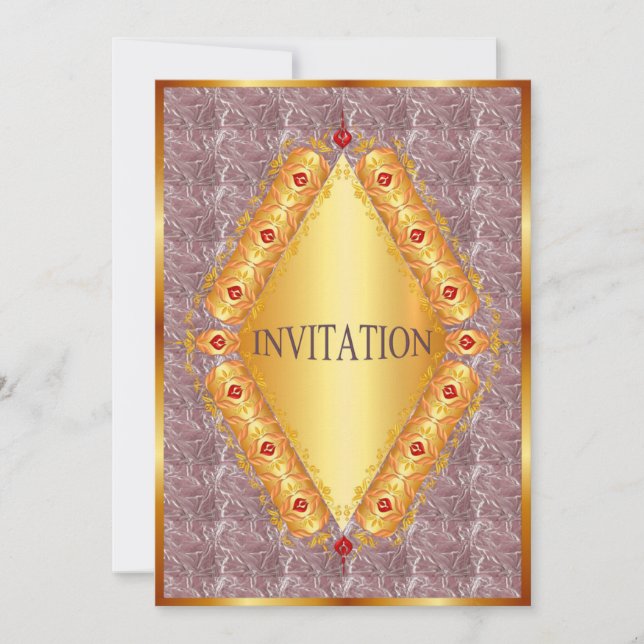 Bonito oro Diamante en invitación púrpura (Anverso)