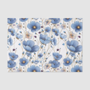 Bonito papel de tejido floral azul claro