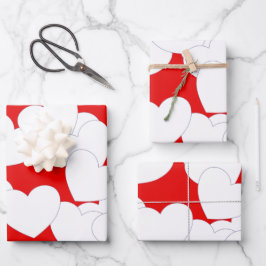 Bonito Papel Rojo Envuelto Con Grandes Corazones B