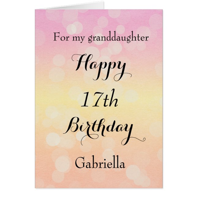 Bonito Pastel Bokeh 17º cumpleaños (Frente)