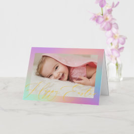 Bonito Pastel Gradiente Feliz Foto de Pascua Oro