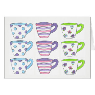 Bonito Pastel Teacups Fiesta de té Polka Dot Flowe