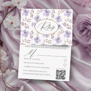Bonito Patrón de flores púrpura Boda RSVP