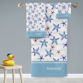 Bonito Patrón de pez estrella del océano con nombr