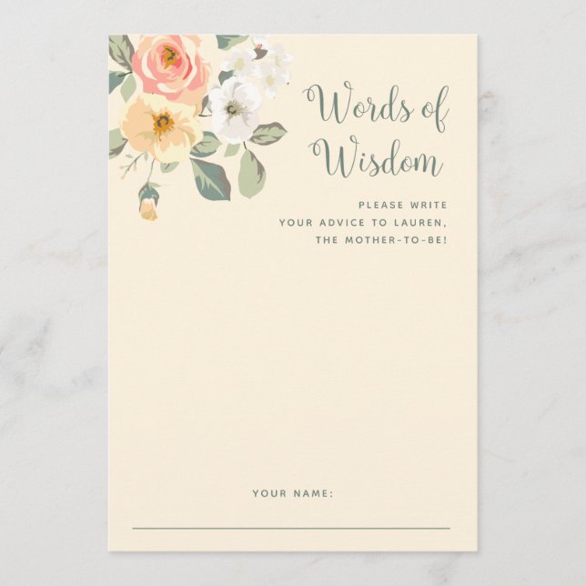 Bonito Peach Floral | Tarjeta de asesoramiento de  (Anverso)