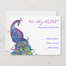 BONITO PEACOCK Tema Boda RSVP Tarjeta de respuesta