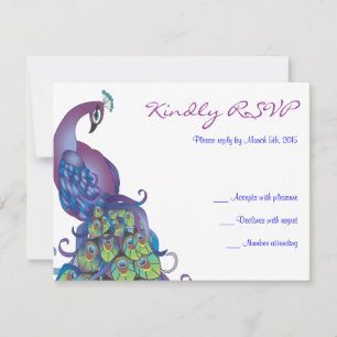 BONITO PEACOCK Tema Boda RSVP Tarjeta de respuesta