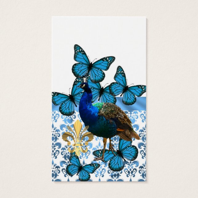 Bonito Peacock y mariposas azules (Atrás)