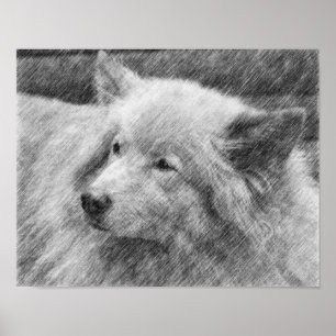 Bonito Perro Cara Lápiz Poster de arte