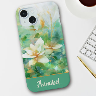 Bonito personalizada Floral acuarela Verde
