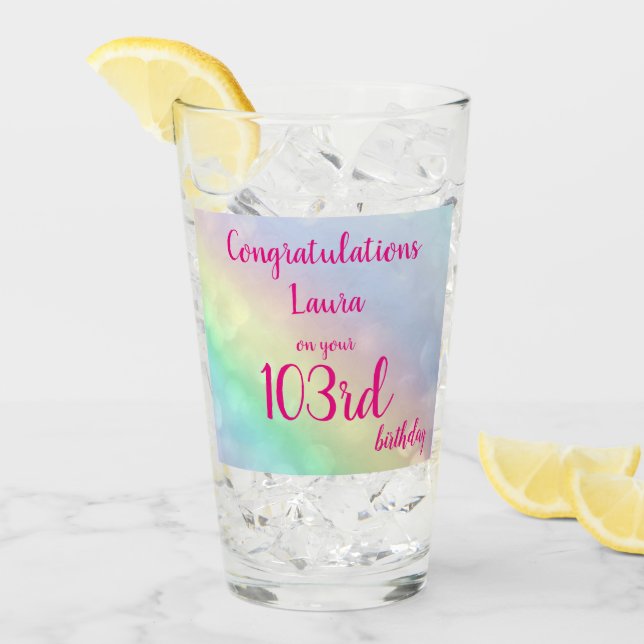 Bonito personalizado Feliz 103 cumpleaños (Anverso (hielo))