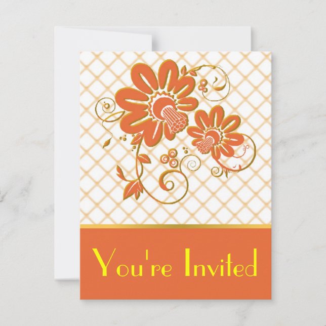 Bonito Personalizado Floral Cena Invitación (Anverso)