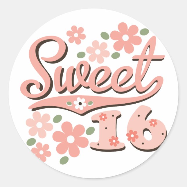 Bonito Petal Sweet 16 Pegatinas (Anverso)