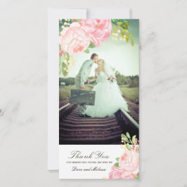 Bonito Pink PeoniesGracias tarjeta de fotos (4x8)