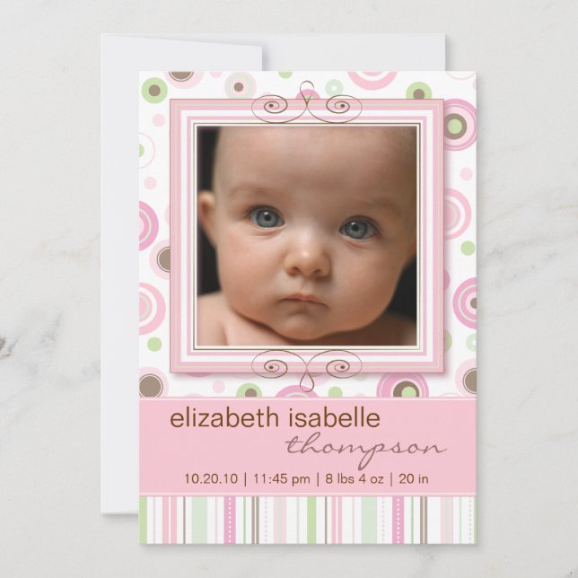 Bonito Pink Polka Dot & Stripes Invitación del beb (Anverso)