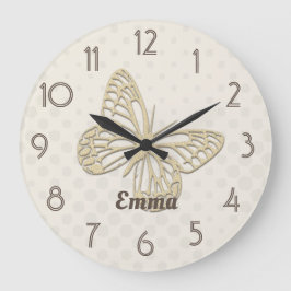 Bonito Plata Mariposa Crema Añadir nombre reloj de