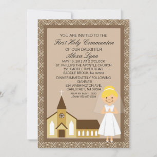 Bonito Primer Chica De La Comunión Por Invitación