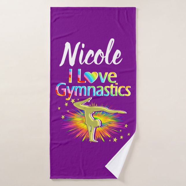 BONITO PÚRPURA ME ENCANTA EL DISEÑO DE GIMNASTICAS (Toalla de baño)