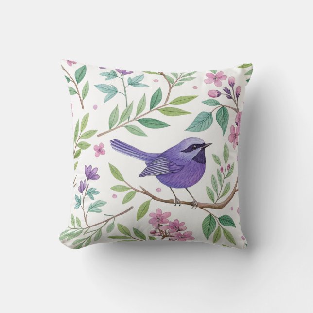 Bonito Púrpura Wren Accent Cojín decorativo Square (Anverso)