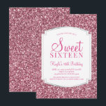 Bonito Purpurina Rosa Dulce 16 Invitaciones<br><div class="desc">Purpurina Rosa bonito Dulce 16 Invitaciones. Estas invitaciones están diseñadas con un purpurina rosado y un fondo plateado elegante. Esta brillante y dulce invitación de dieciséis será una fantástica introducción a su día especial. En la tienda Metro-Events Zazzle y en Metro-Event.com se ofrecen 16 artículos de fiesta dulce de coordinación...</div>
