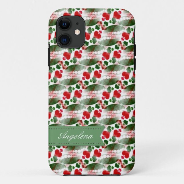 Bonito Red Love Hearts Pattern iPhone 5 Funda (Reverso)