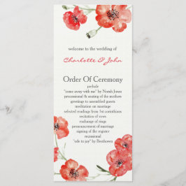 Bonito Red Poppies programas de boda florales