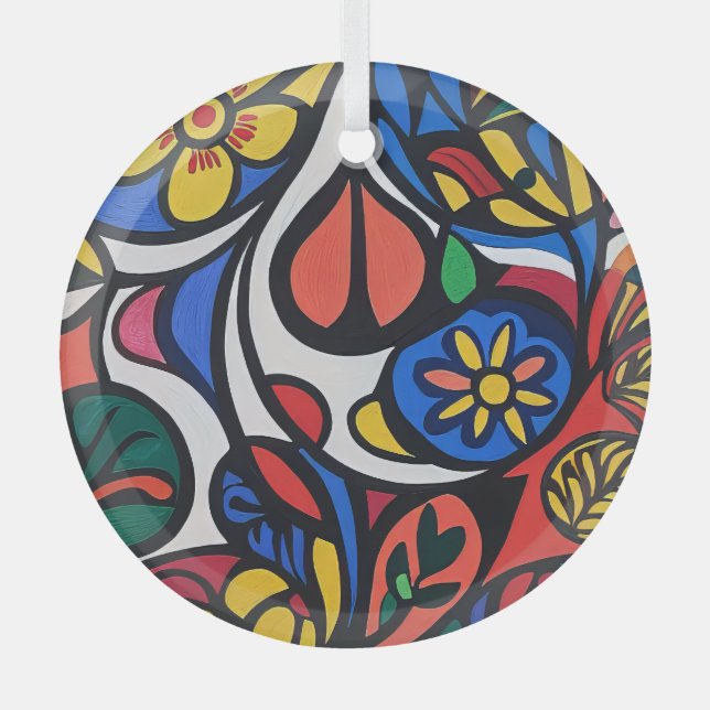 Bonito Resumen Ornamento de vidrio de flor (Anverso)