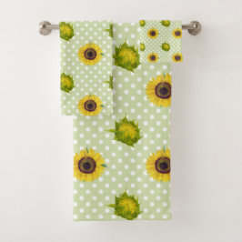 Bonito retro floral girasoles verde amarillo