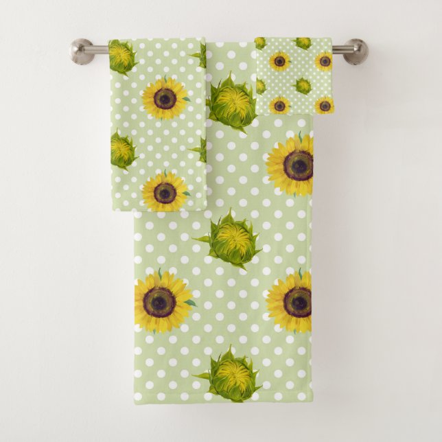 Bonito retro floral girasoles verde amarillo (In situ)
