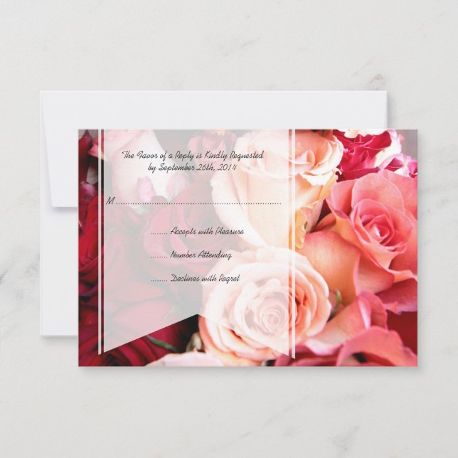 Bonito Romántica de Rosas Rosadas Boda RSVP (Anverso)