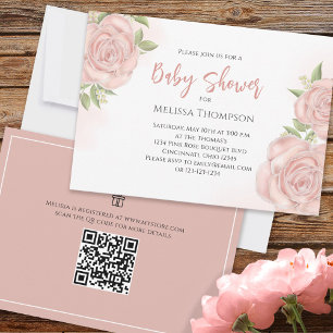 Bonito rosa Código QR Bebé botánico Rose Bouquet