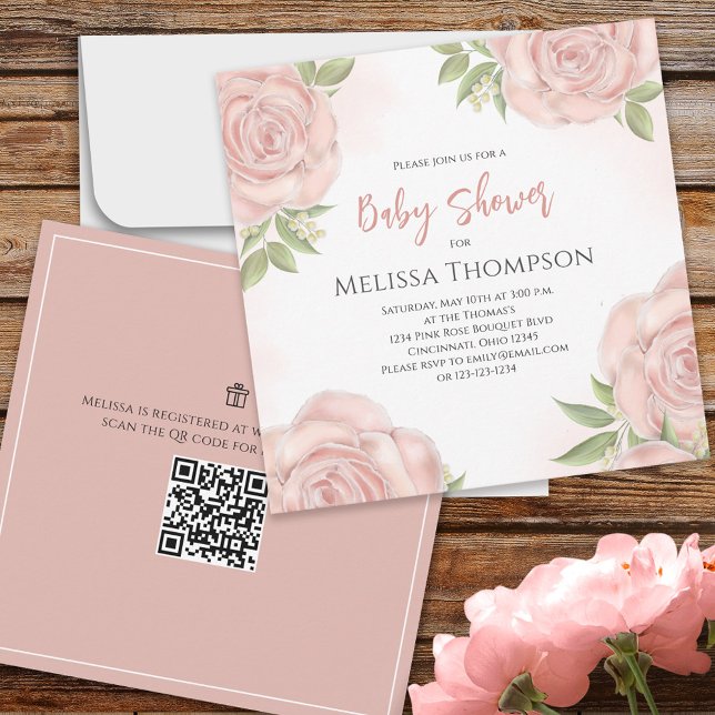 Bonito rosa Código QR Bebé botánico Rose Bouquet (Subido por el creador)