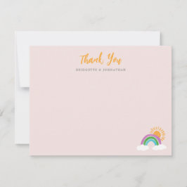 Bonito rosa pálido Arcoiris Sunshine Gracias Nota