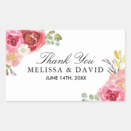 Bonito Rosa y Rojo Gracias Pegatinas