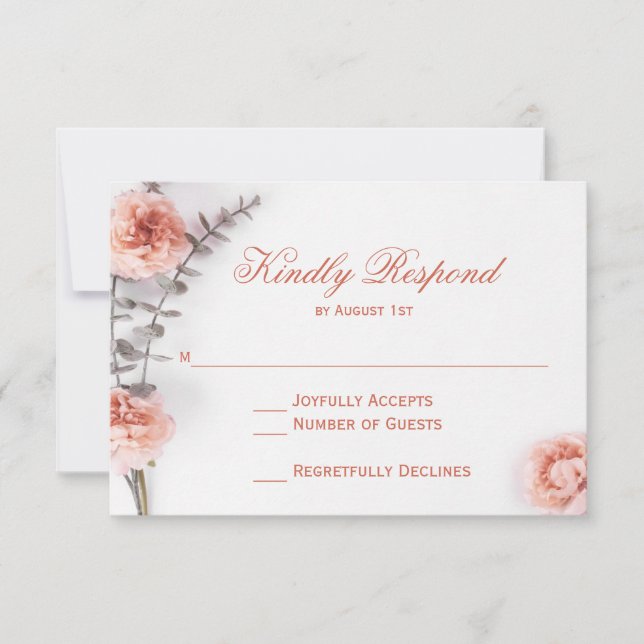 Bonito Rubor Flores Bodas Florales RSVP (Anverso)