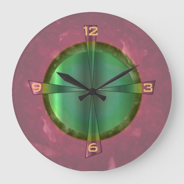 Bonito Salmon rosa y verde> Reloj de cocina (Anverso)