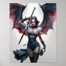 Bonito Sexy Vampiro Guerrero Poster Arte