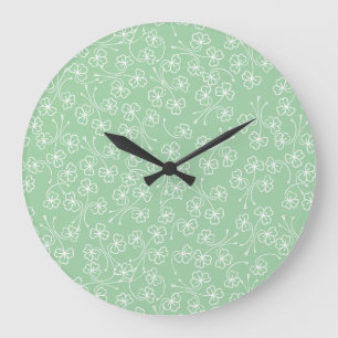Bonito Shamrock White Outlines, reloj de pared ver
