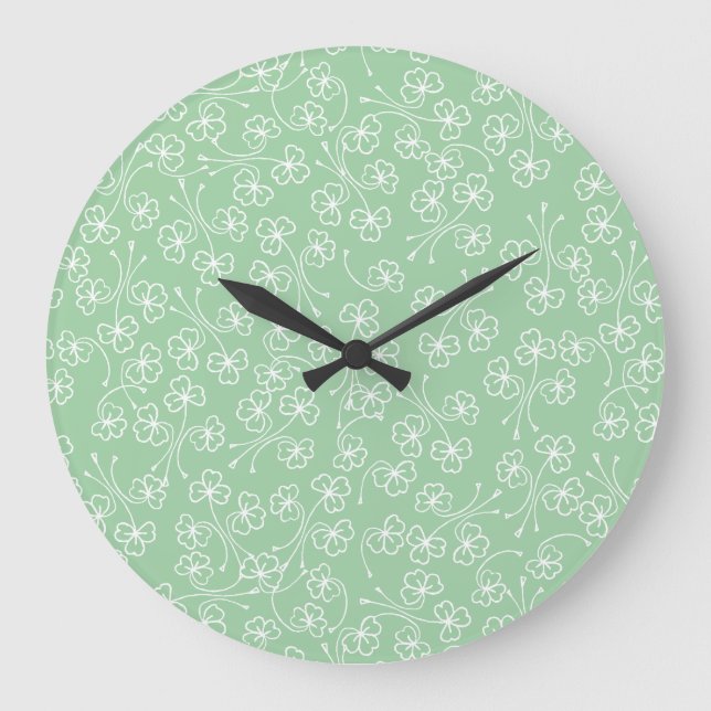 Bonito Shamrock White Outlines, reloj de pared ver (Anverso)