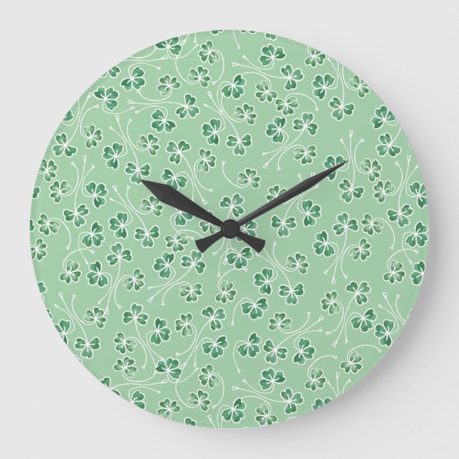 Bonito Shamrock White Outlines, reloj de pared ver (Anverso)