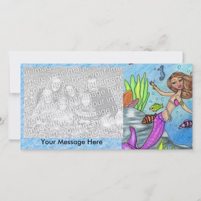 Bonito Sirena Púrpura Natación Pescado Algas Algas (Anverso)