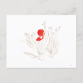 Bonito tulipán en la postal del viento y la lluvia