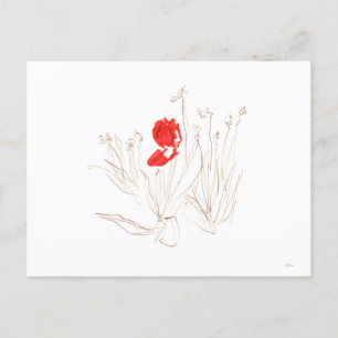 Bonito tulipán en la postal del viento y la lluvia