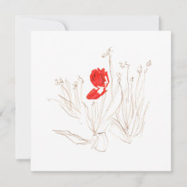 Bonito tulipán en la tarjeta plana de viento y llu