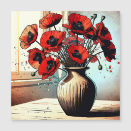 Bonito Vase de arte de los Poppies Rojos