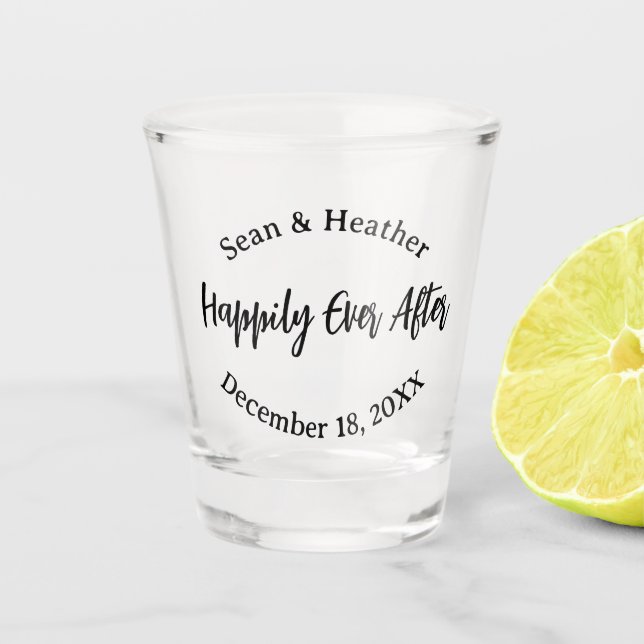 ¡BONITO! 💒 Vaso de chupito de boda personalizado  (Anverso)