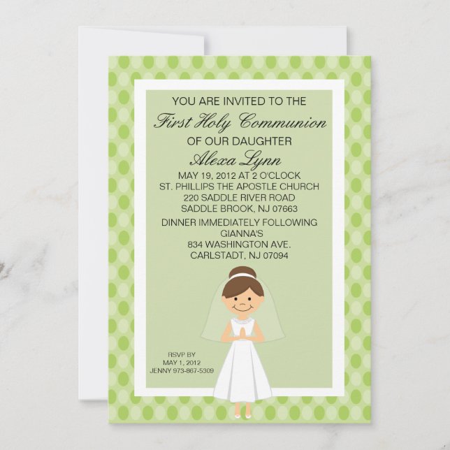 Bonito Verde Lime Primera Invitación de Chica de l (Anverso)