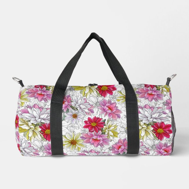 Bonito Vibrante Patrón Floral Bolsa de Duffel (Anverso)