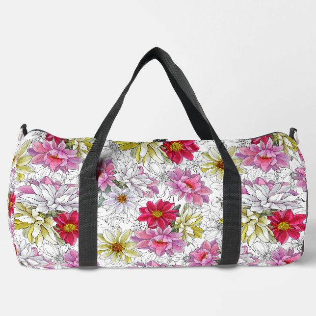 Bonito Vibrante Patrón Floral Bolsa de Duffel (Anverso)